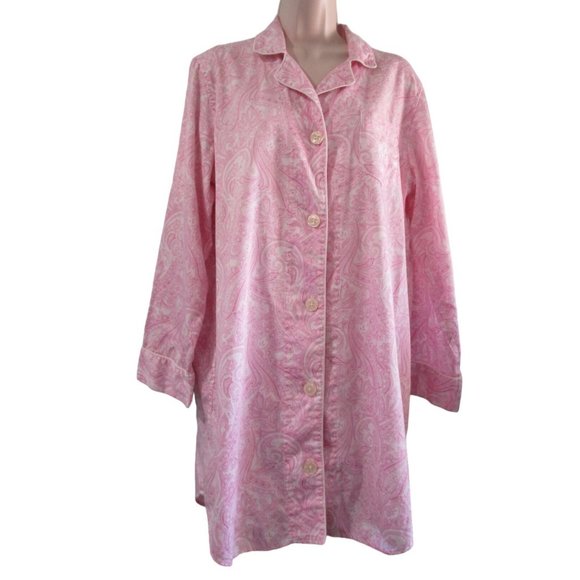 Lauren Ralph Lauren Other - Lauren Ralph Lauren Pink Paisley Menswear Button Up Nightshirt Ladies L EUC